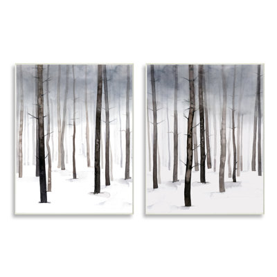 «Winter Snow Tree Forest Haze Eerie Cold» par Grace Popp, ensemble de 2 impressions sur toile