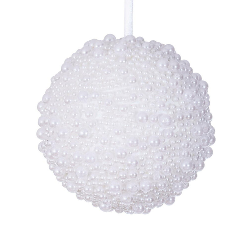 Ornement boule blanche 4,5 po, comprenant 3 ornements., 4 Inches, Set of 3