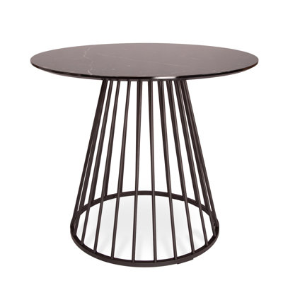 Bosley Beech Round Solid Wood Top Metal Base Dining Table