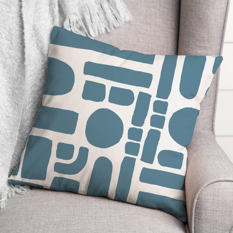 Geometric Outdoor Reversible Throw Pillow, Blue