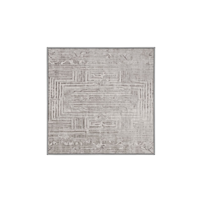 Machine Washable Gray Area Rug, Square 4'