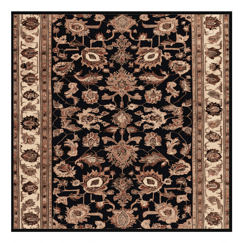 Machine Washable Persian Brown Area Rug, Square 4'