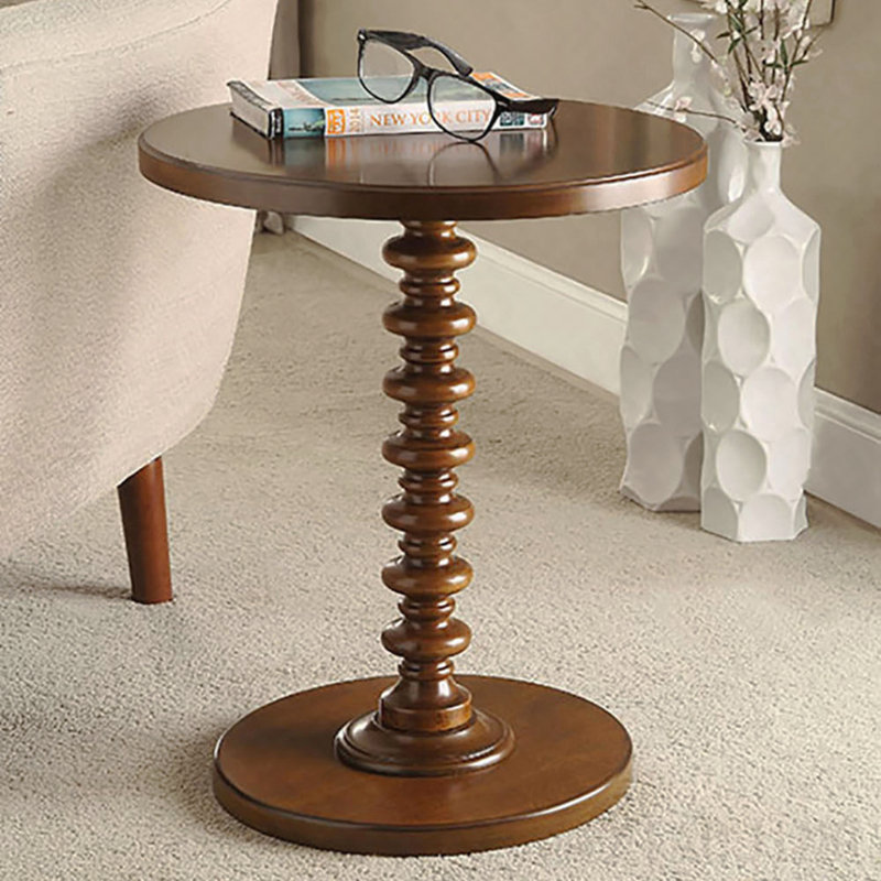 Walnut Round Wooden Side Table