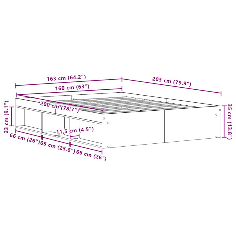 Afriani Storage Bed, European Kingsize (160 x 200cm), Old Wood