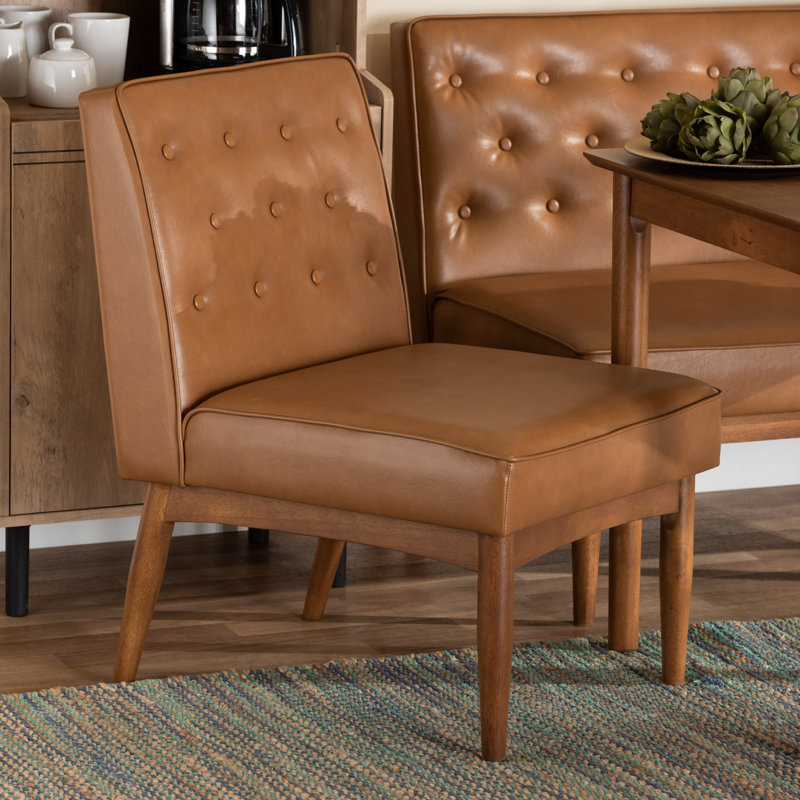 Cherianne 17.3'' H Tufted Faux Leather Upholstered Side Chair, Brown