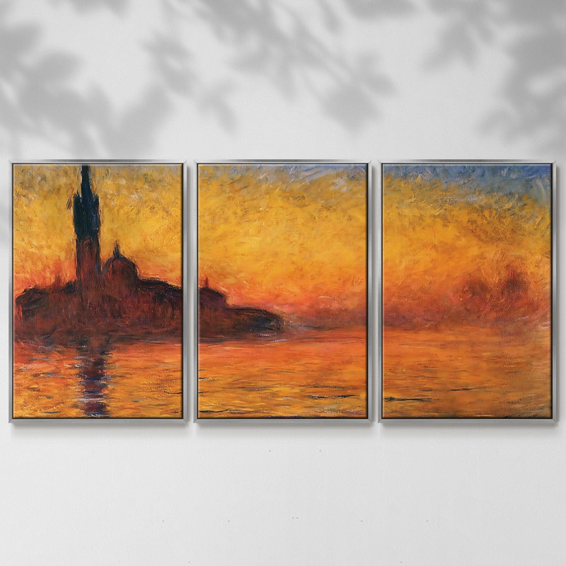 Twilight Venice 1908 3 pièces, H 36 po x l 75 po x P 2 po, Argent