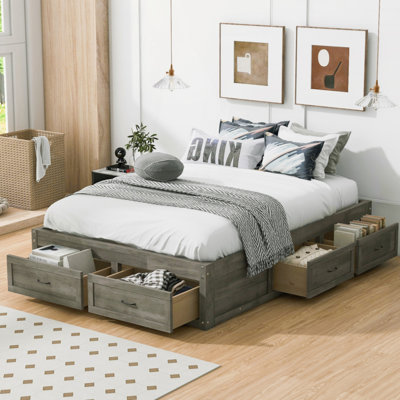 Platform Bed With 6 Storage Drawers