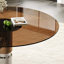 Table de salle à manger ronde moderne en verre avec plateau trempé et base en acier inoxydable