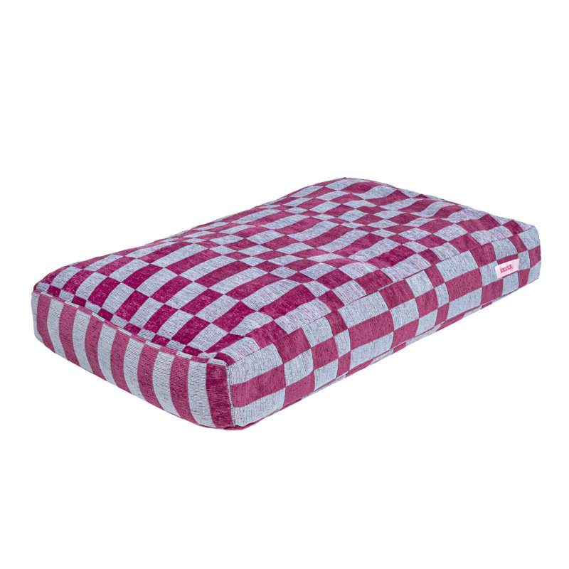 Lit pour animal de compagnie rectangulaire moelleux réversible avec housse lavable, Bleuet à carreaux