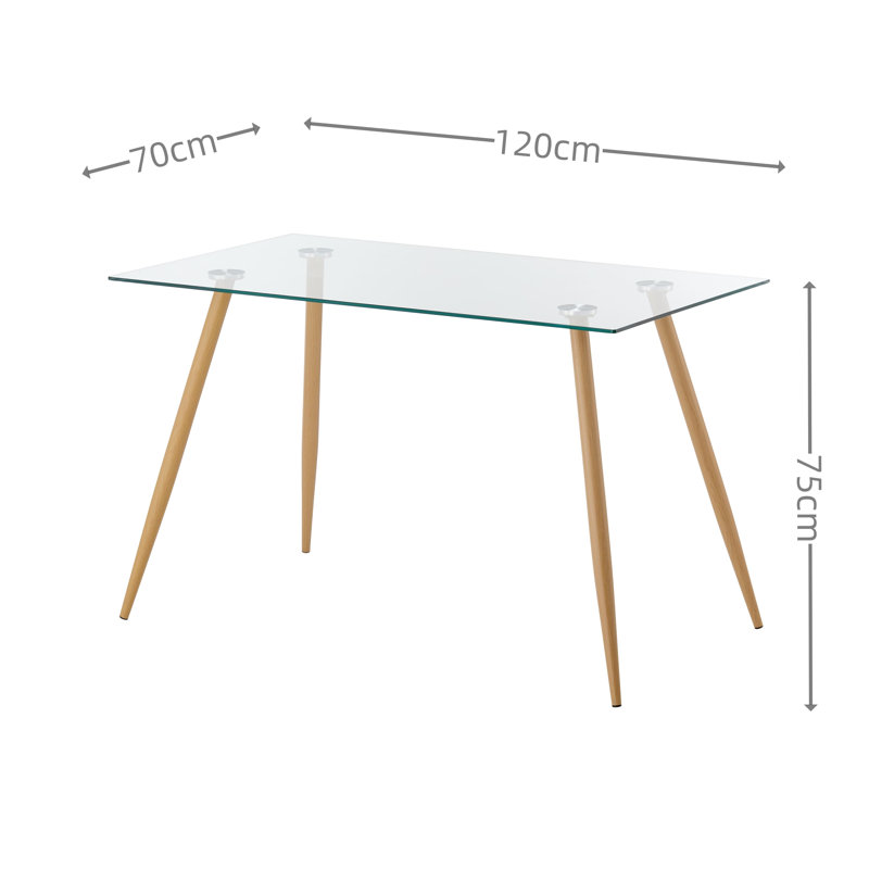 Kern Glass Top Metal Base Dining Table