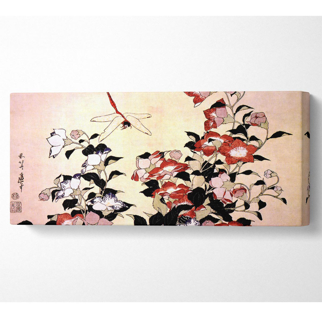 Hokusai Chinesische Glockenblume und Drachenfliege - Kunstdrucke auf Leinwand