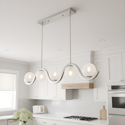 Spherical 5-Light Brushed Nickel Island Light