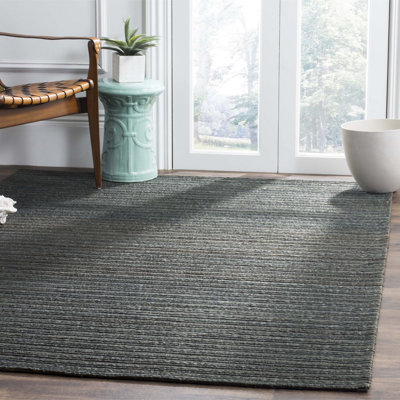 Tapis de couleur unie en chanvre / coton tissé à la main en vert foncé Doleman