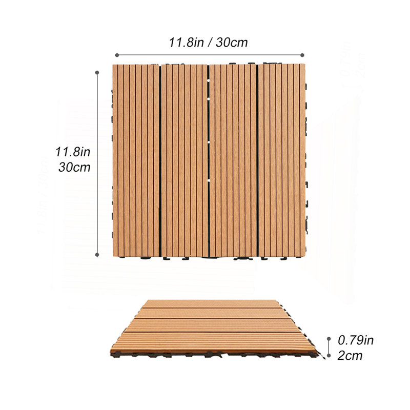 Ensemble de tuiles de terrasse en bois et en plastique composite de 20 pièces, Bois
