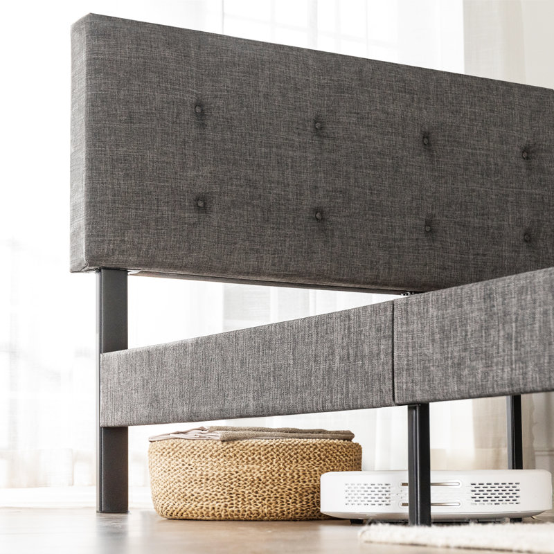 Artiomas Tufted Upholstered Platform Bed, King, Gray