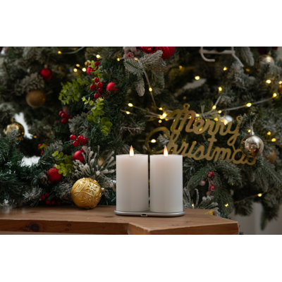 Bougie de pilier sans flamme rechargeable avec minuterie à distance, bougies de pilier à flamme de cire en mouvement 3D