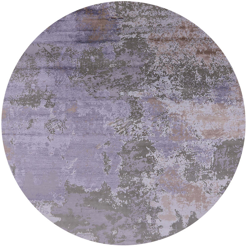 Tapis 100% moderne 2067 de style Mid-Century lavable à la machine, Rond 4 pi