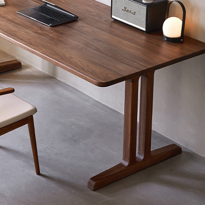 Bureau simple et stable en noyer à grands panneaux, H 29,92 po x l 82,67 po x P 35,43 po