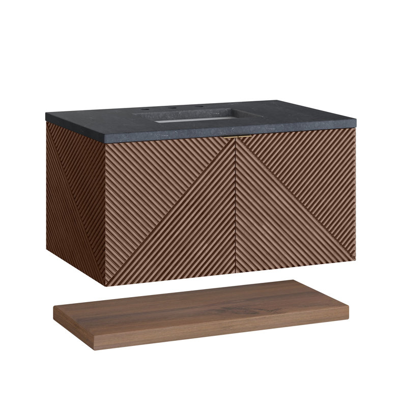 Meuble-lavabo flottant simple 36 po Marcello, Savon gris anthracite, 8 po, 36"
