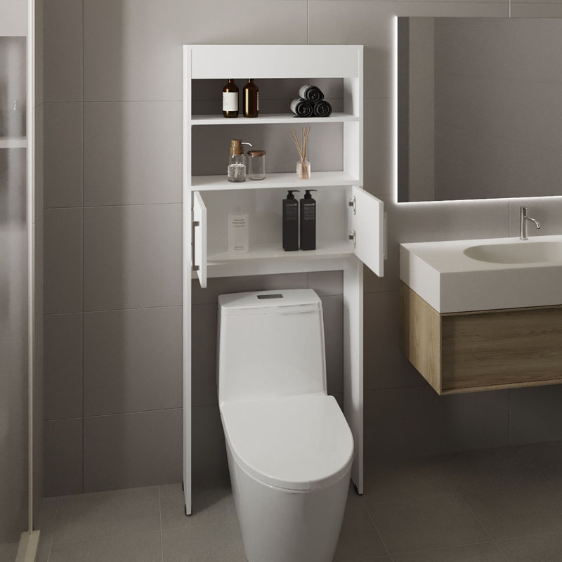 Au-dessus de l'armoire de toilette H 63 po, deux tablettes, porte double