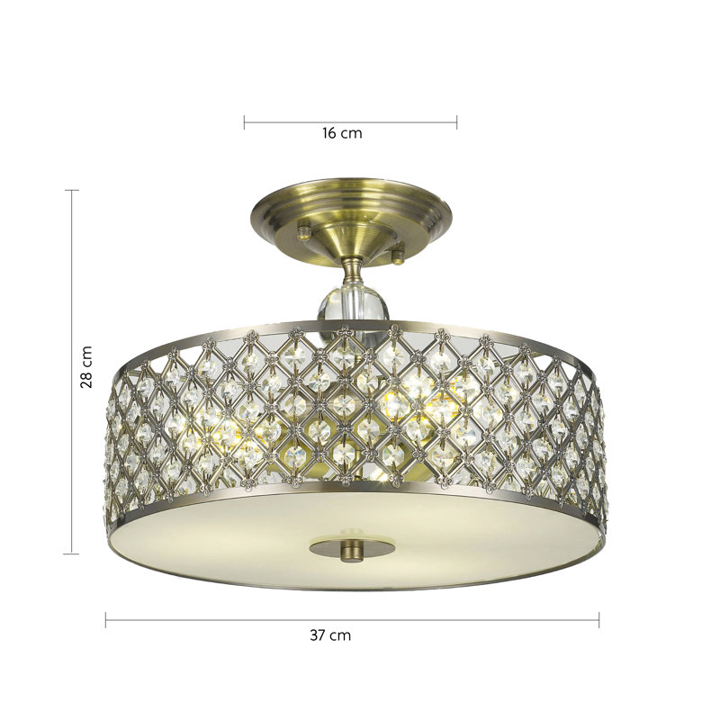 Salas Semi Flush Mount, Antique Brass