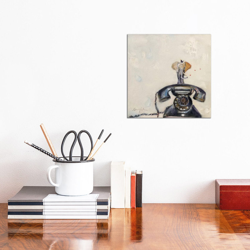 Telephant by Karen Weber - Painting, No Mat, Wrapped Canvas, 12" H x 12" W x 0.75" D