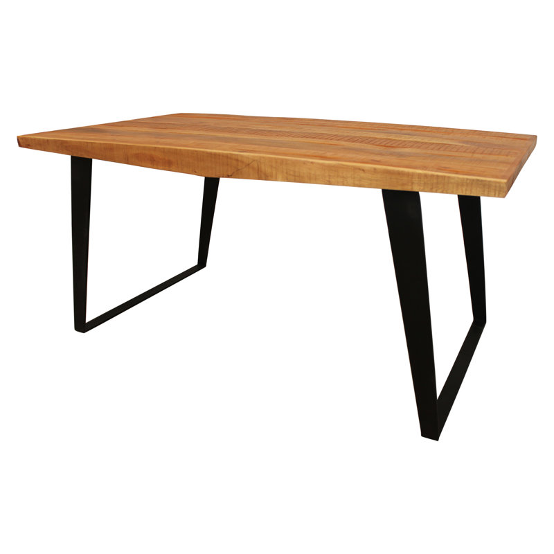Ziyue Modern Natural Finish Dining Table on Solid Wood with Iron Base, L 63 po x l 36 po