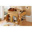 Lit mezzanine simple avec armoire de rangement, armoire et DEL, couleur bois -2092270191