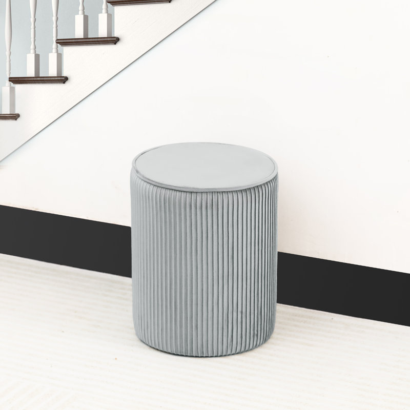Quanecia Velvet Ottoman, Gray Velvet