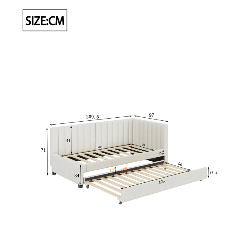 Allicen Upholstered Daybed, Beige