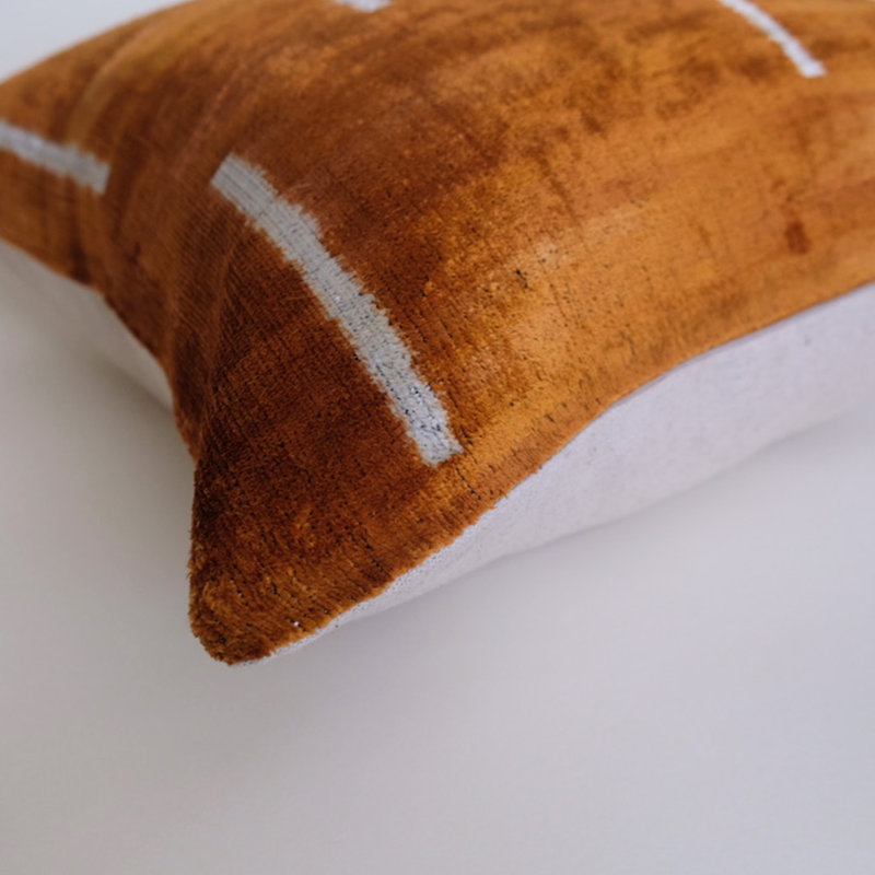 Divri Silk Square Pillow Cover & Insert, Orange Abstract 2