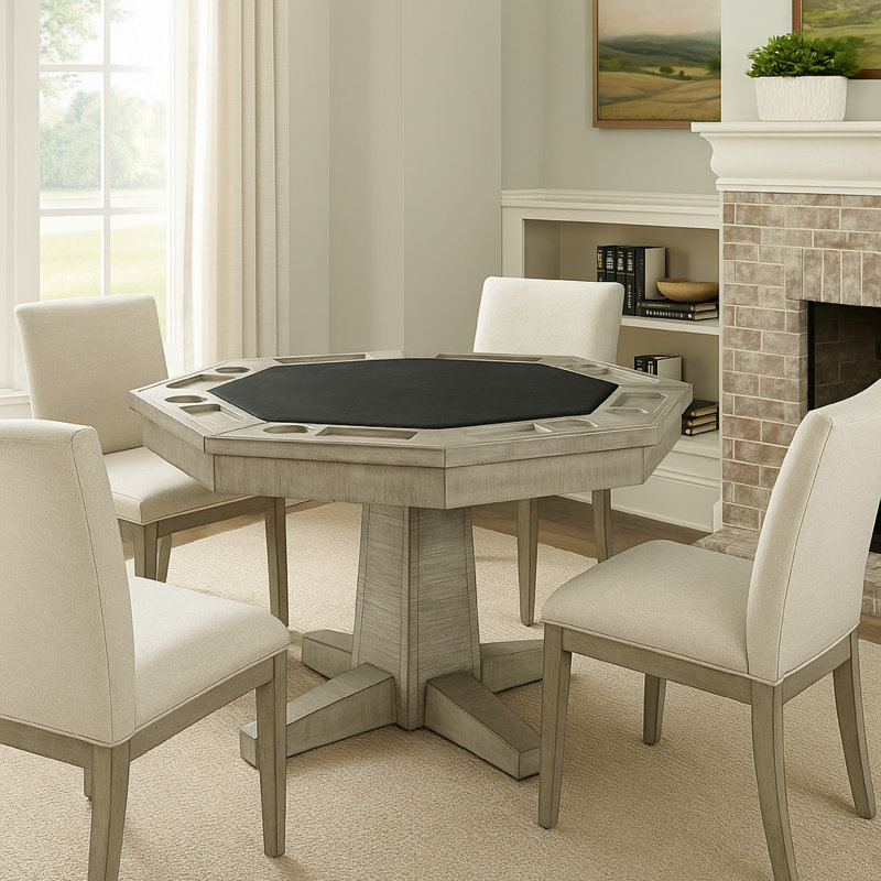 Table de salle à manger réversible avec plateau en bois d'acajou gris de 53 po Zeka