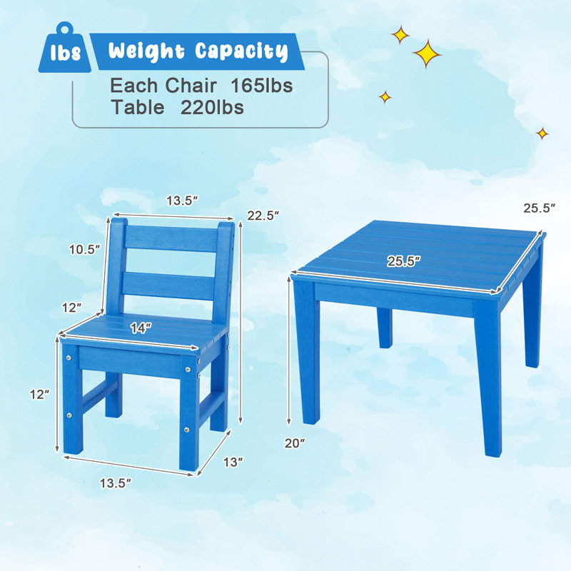 Ensemble de table de jeu et de chaises pour enfants Ferrino, Bleu