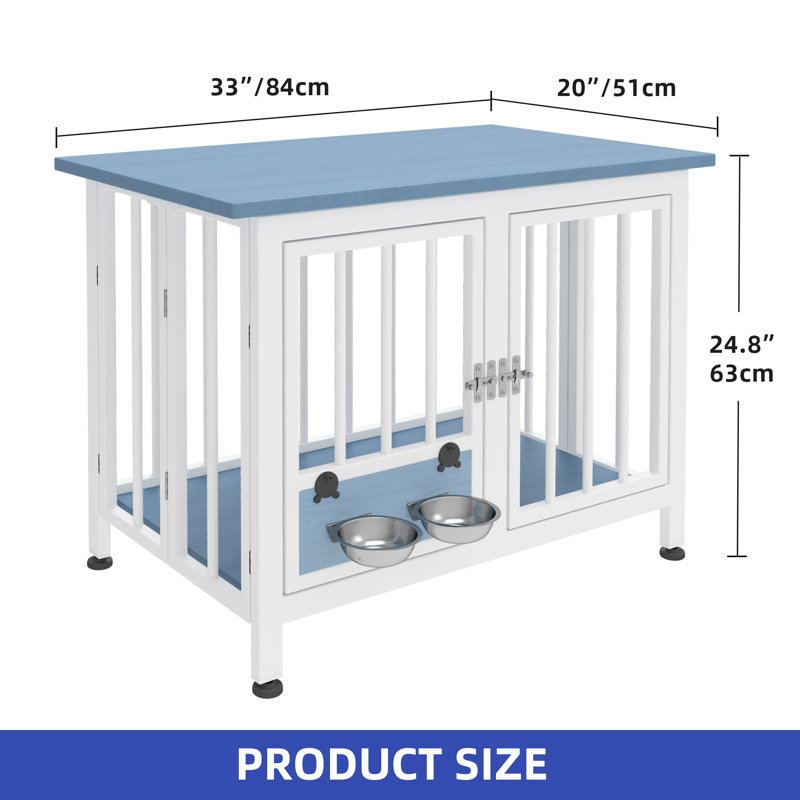 Table de bout pliable, H 24,8 po x l 33 po x P 20 po, Bleu / blanc