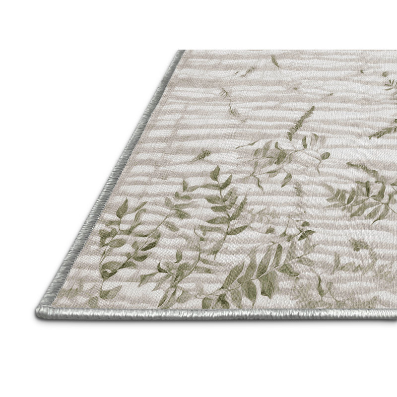 Machine Washable Beige Area Rug, Square 5'