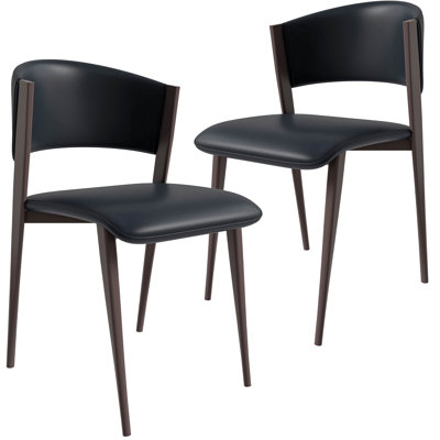 Ojani Upholstered Leather Dining Chair With Iron Legs And Open-Back Design Ojani Collecton Set Of 2