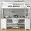 Lit mezzanine double en blanc avec bureau en U et espace de rangement adéquat - Bois pour la chambre à coucher et design intérieur abondant-121107258