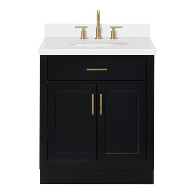Thornaby 30'' Solid Wood Single Bathroom Vanity with 1.5'' Quartz Top