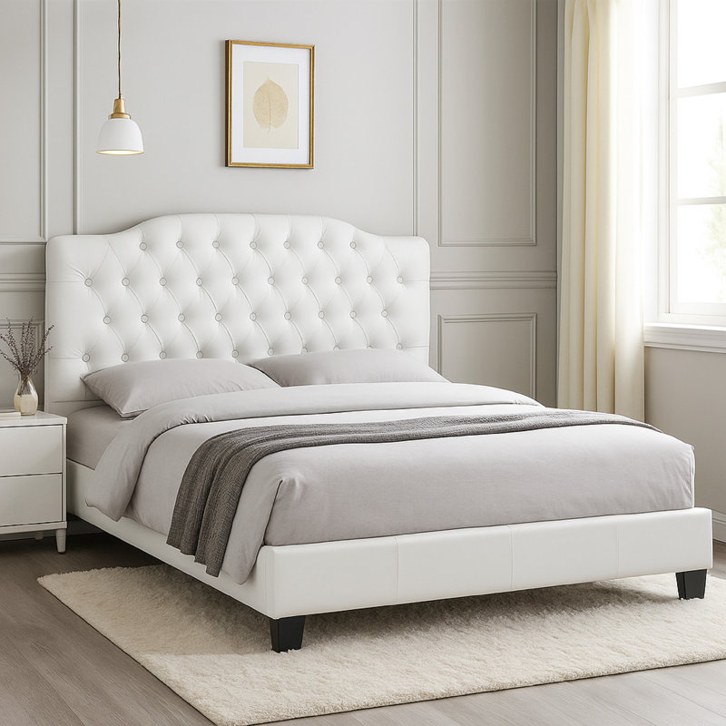 Vegan Leather Scalloped Bed