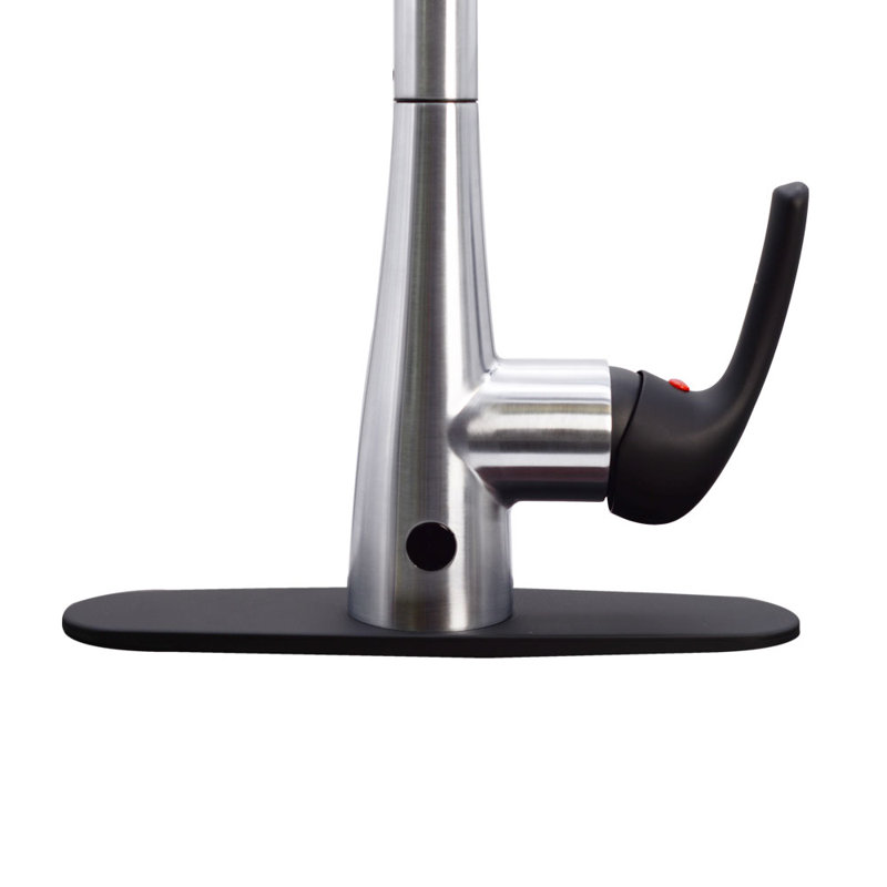 Westbrass Pull Down Spray Touch Kitchen Faucet, Stainless Steel/Matte Black
