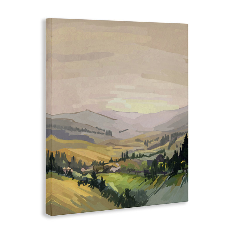 Art mural italien sur toile de campagne italienne, design par Amelia Noyes, H 48 po x l 36 po