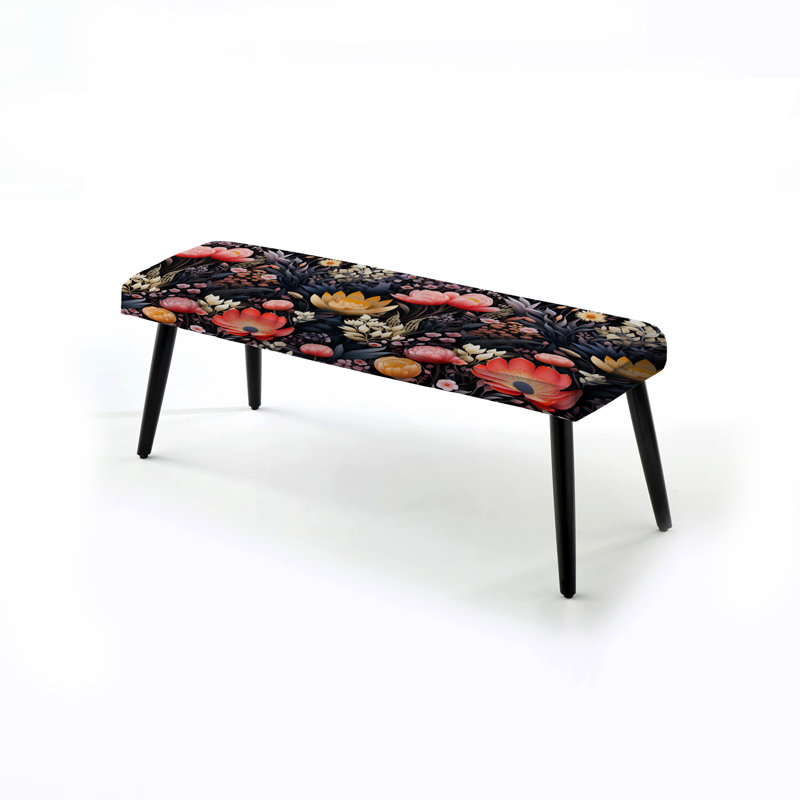 Banc rembourré floral noir, Rinker