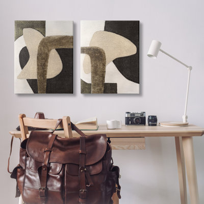 "Minimalist Brown Beige Shapes", ensemble de 2 toiles murales par Vanna Lam