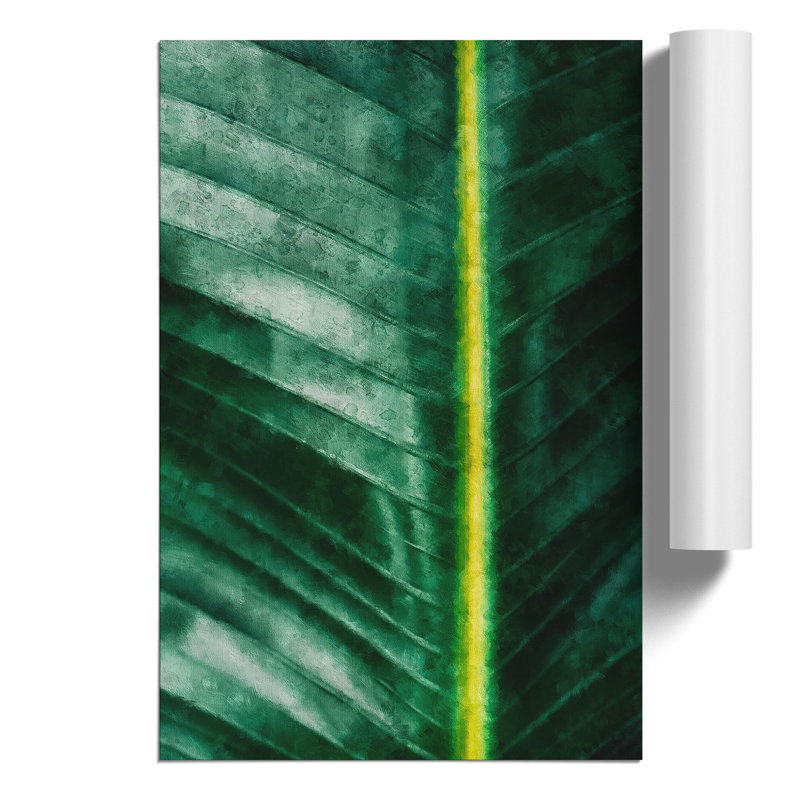 Green Leaf Line Painting - Frameless Print, 42cm H x 30cm W x 0.1cm D