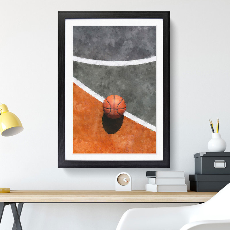 Basketball Court - Picture Frame Painting, 48cm H x 36cm W x 2cm D, Black Framed