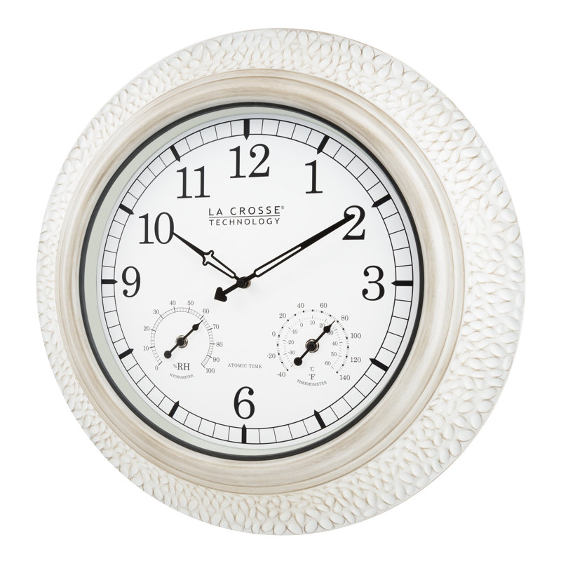 21" White-Washed Hammered Metal Analog Wall Clock