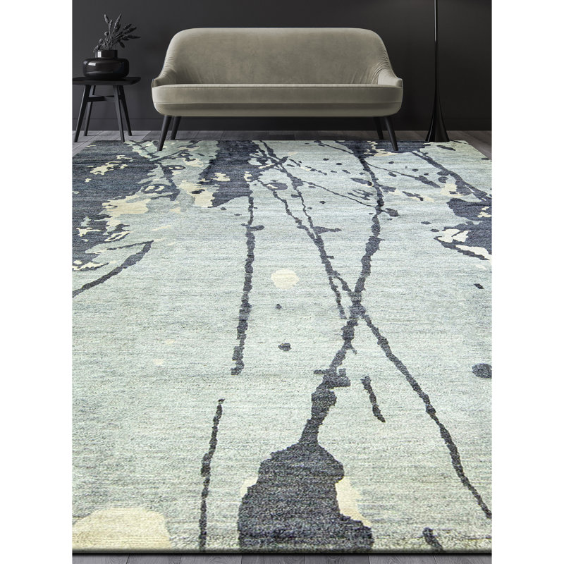 Hand-Knotted High-Quality Gray and Charcoal Area Rug