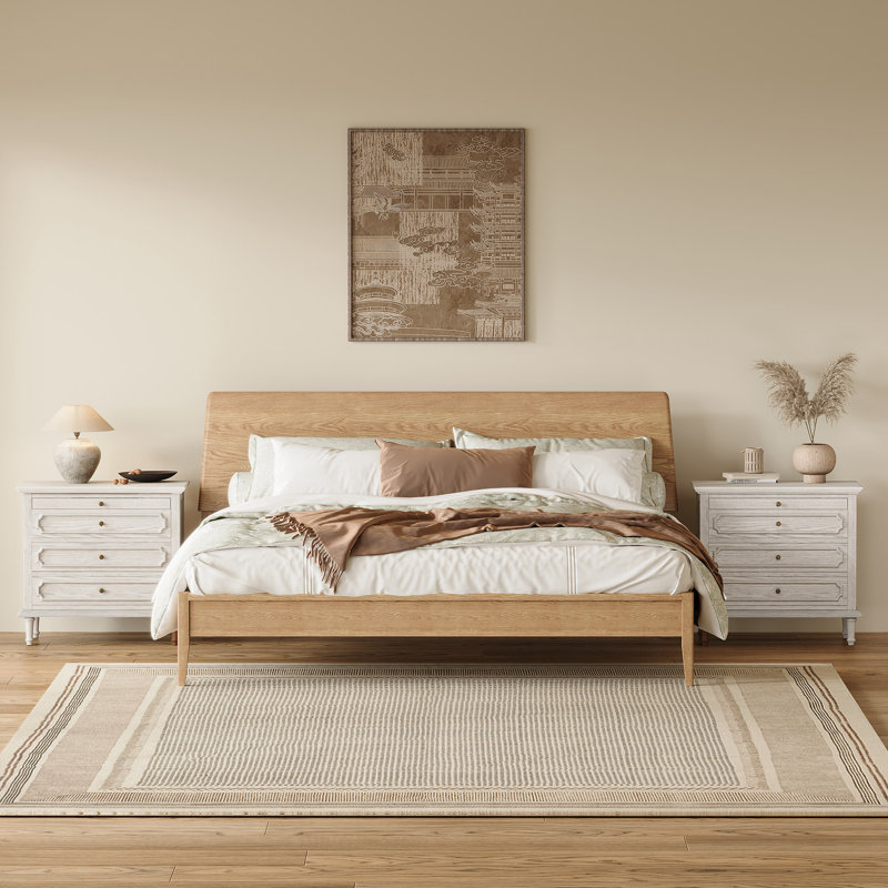 Table de chevet traditionnelle en bois massif à 3 tiroirs de l 28,3 po avec prises intégrées et tablette coulissante, table de bout rustique de style Mid-Century avec station de charge, table d'appoint en bois moderne pour la chambre à coucher, le salon, entièrement assemblée (ensemble de 2)