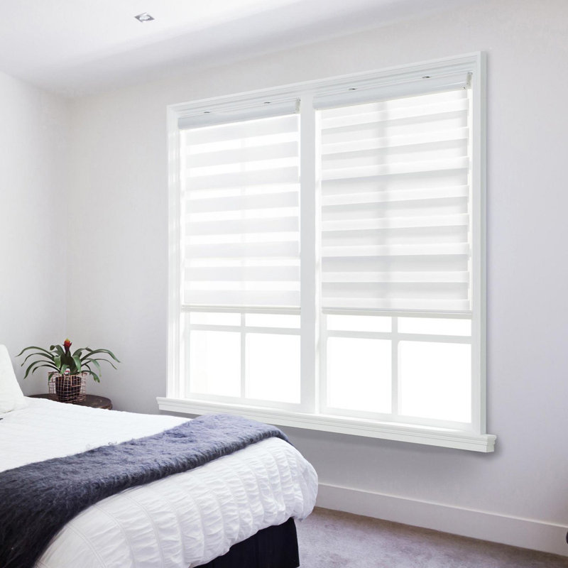 Dual Layer Day & Night Zebra Roller Blinds – Premium Light Filtering & Privacy Window Shades, Modern Sheer & Solid Fabric Blinds for Living Room, Bedroom & Office