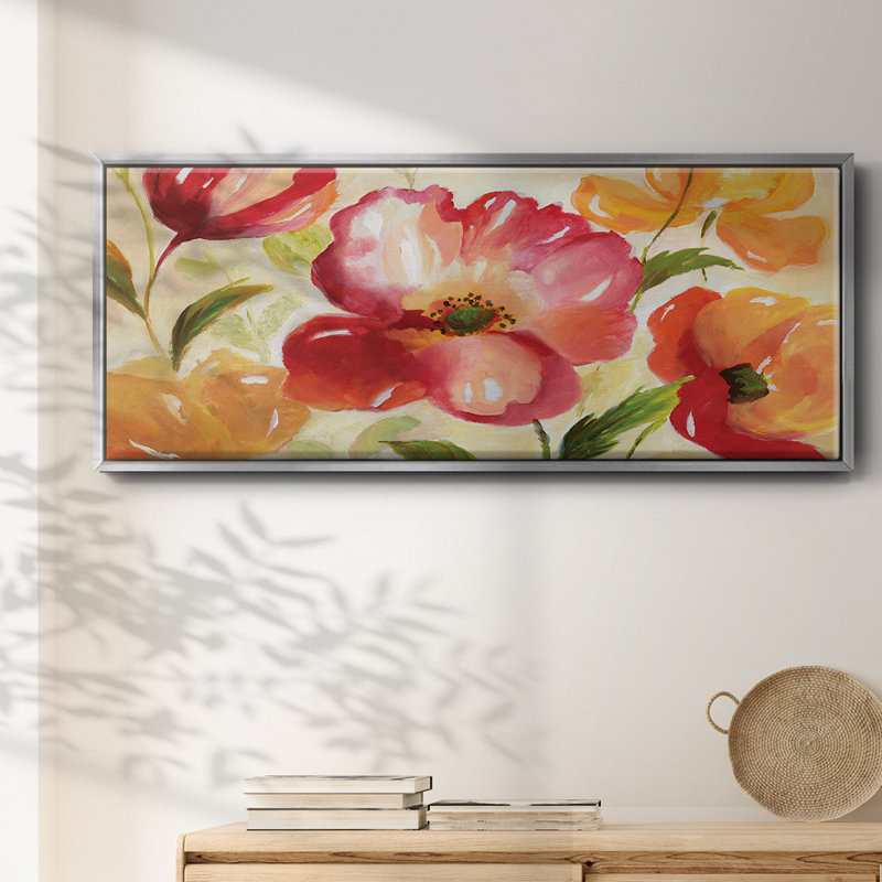 Jardin Rouge- Framed Canvas, 8" H x 20" W